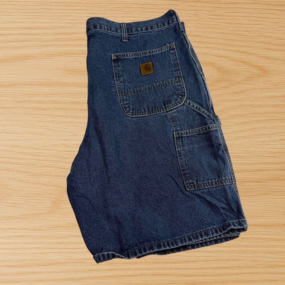 Carhartt B28-DPS Mens 42 Blue Denim Carpenter Shorts Utility Workwear Cotton